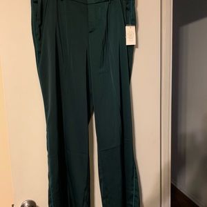 Olive green tuxedo  slacks with mint green stripe